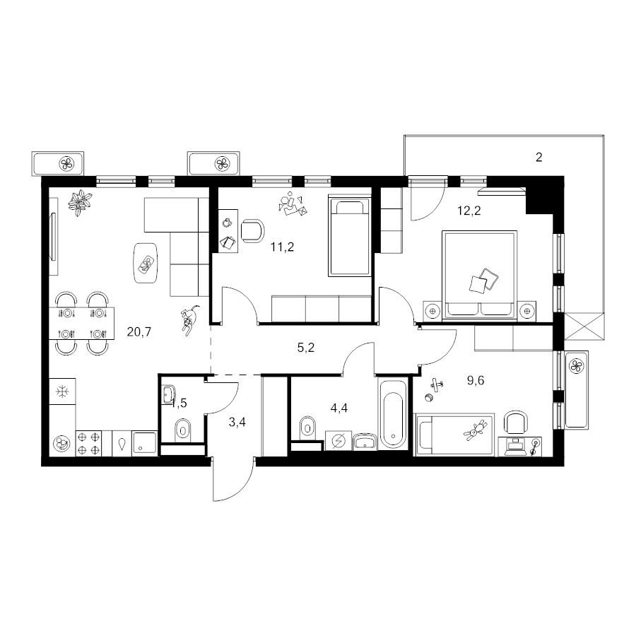 4 ккв (Евро) 70,2 м²