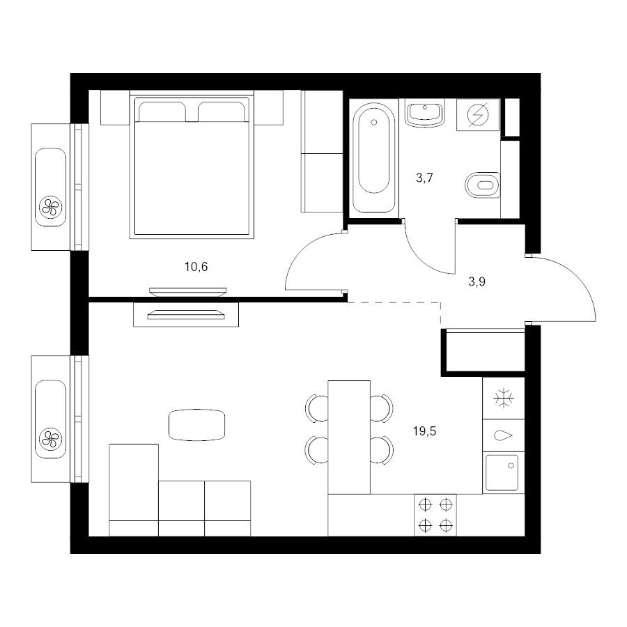 2 ккв (Евро) 37,7 м²