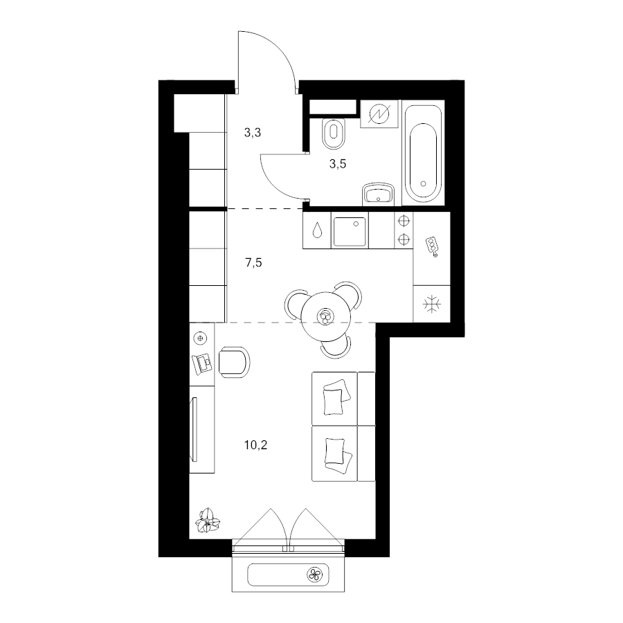 Студия 24,5 м²