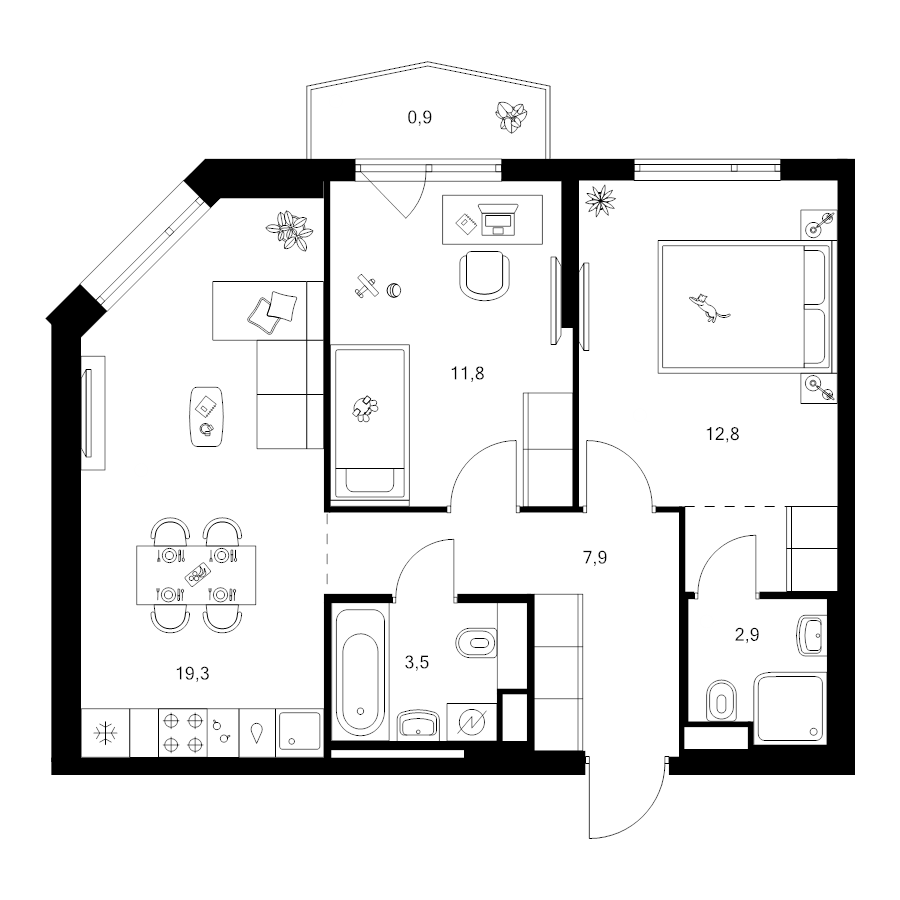 3 ккв (Евро) 61,1 м²