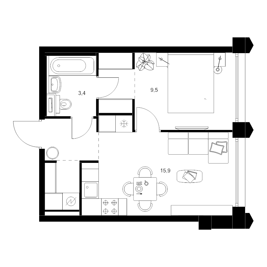2 ккв (Евро) 36,1 м²