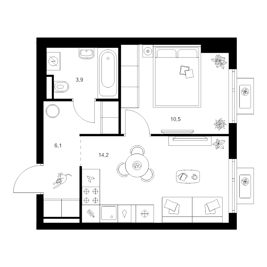1 ккв 34,7 м²