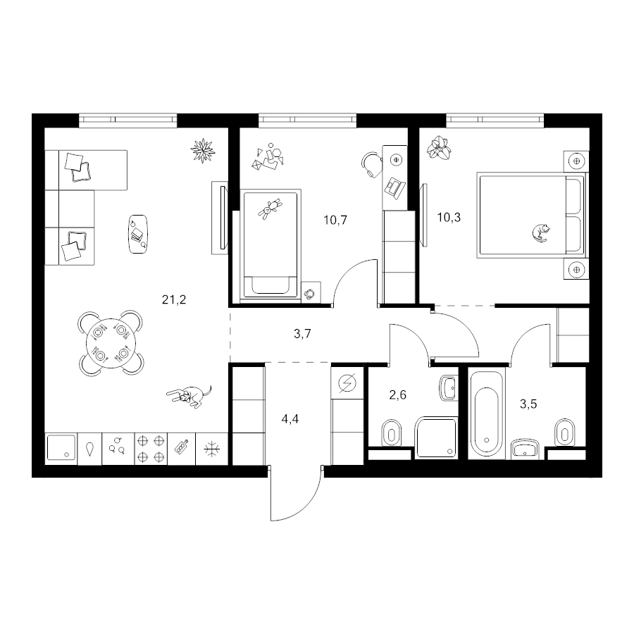 3 ккв (Евро) 59,3 м²
