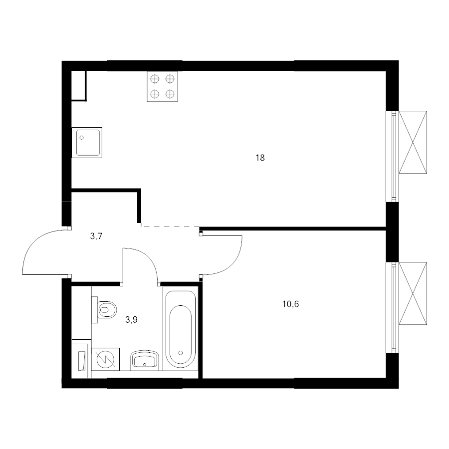 2 ккв (Евро) 35,4 м²