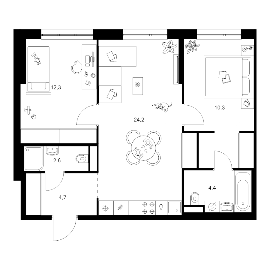 3 ккв (Евро) 61,6 м²