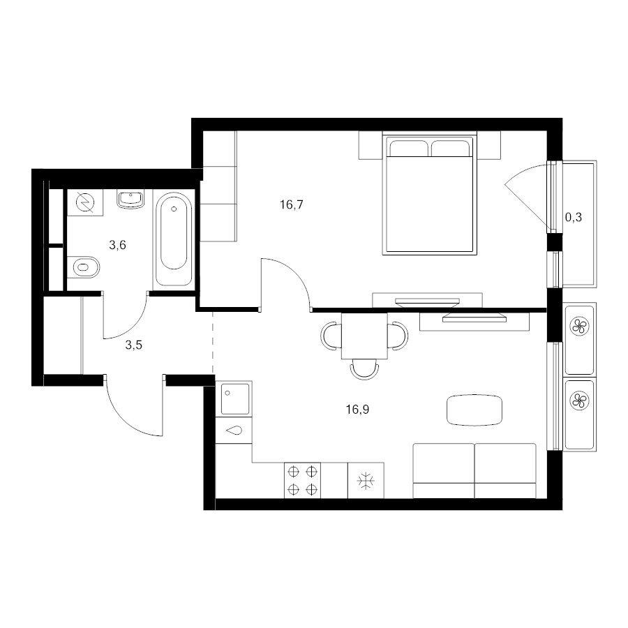 2 ккв (Евро) 41 м²