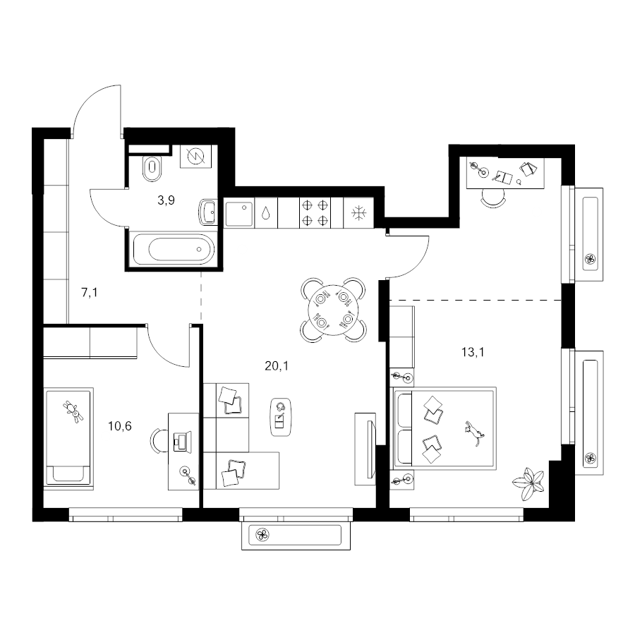 3 ккв (Евро) 62,1 м²