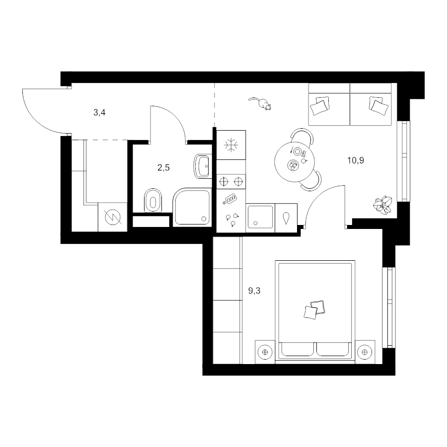1 ккв 28,3 м²