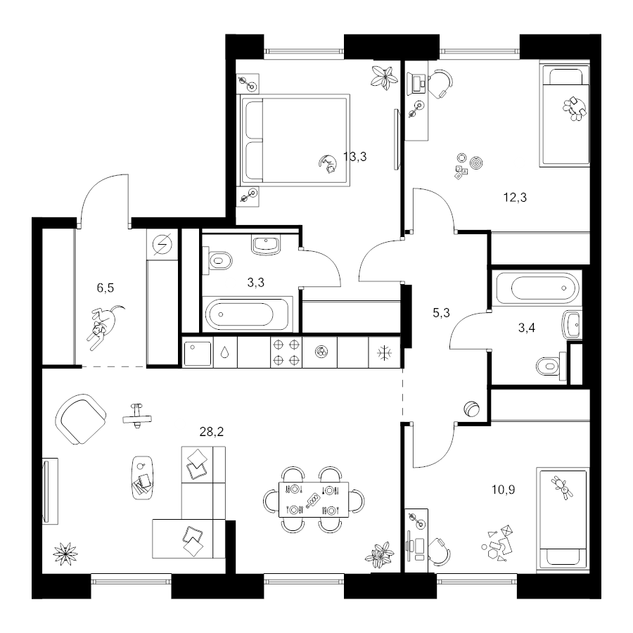 4 ккв (Евро) 83,2 м²
