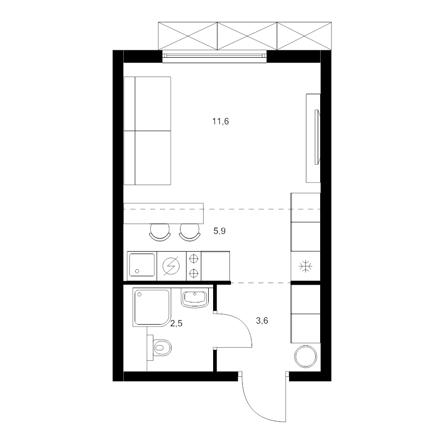 Студия 23,6 м²