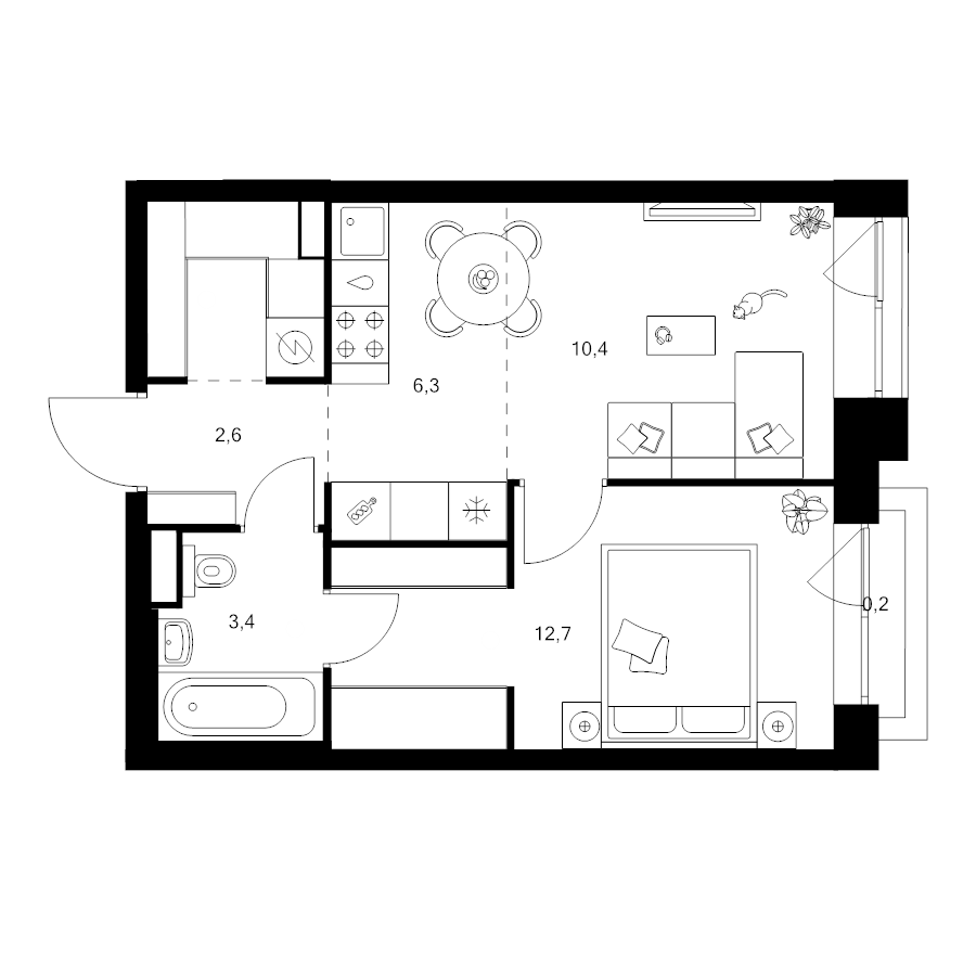 2 ккв (Евро) 38,7 м²