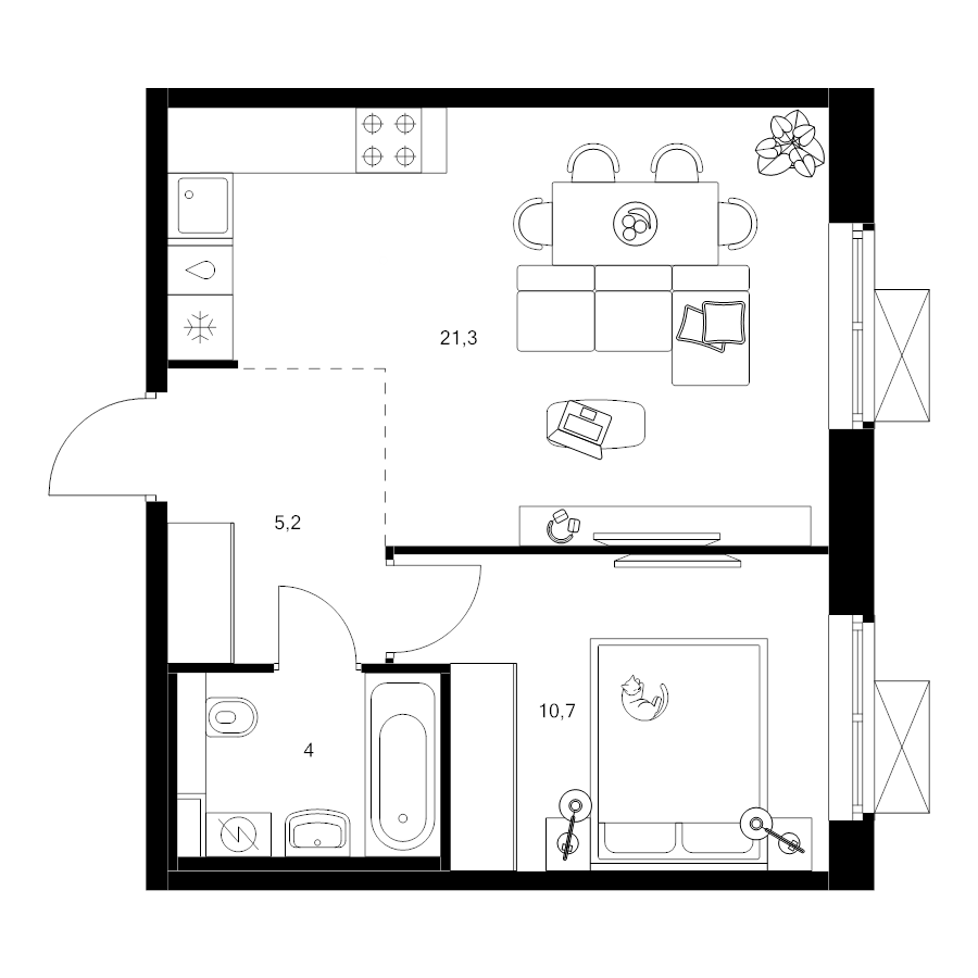 2 ккв (Евро) 41,4 м²