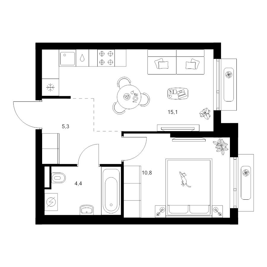 2 ккв (Евро) 35,6 м²
