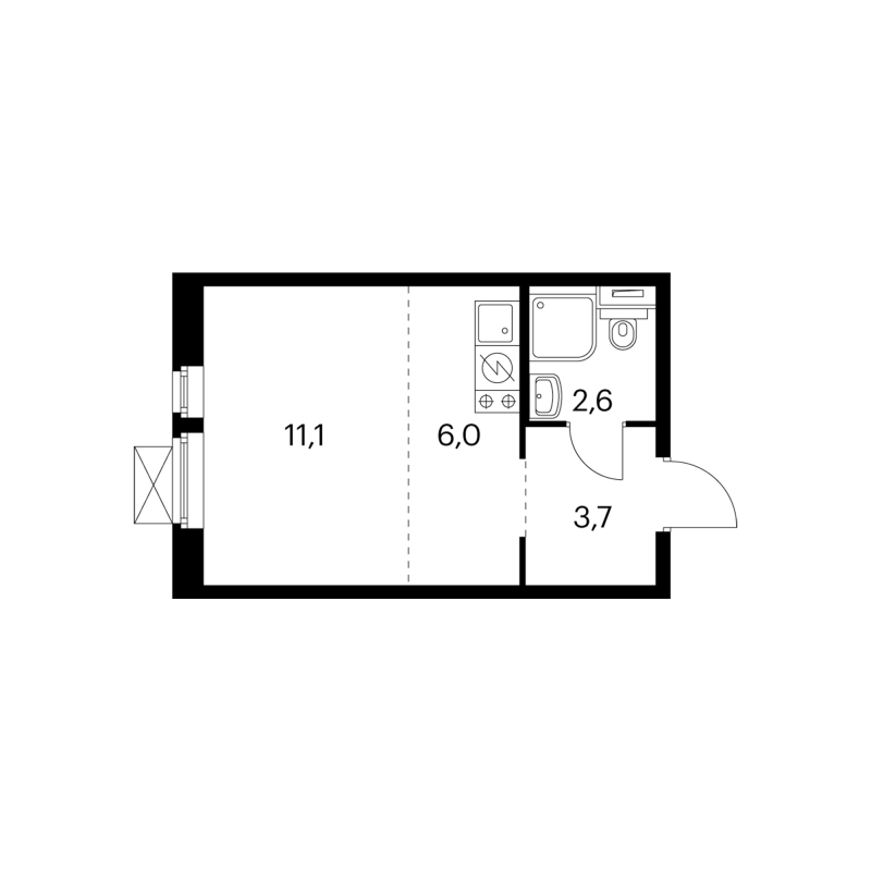 Студия 23,3 м²