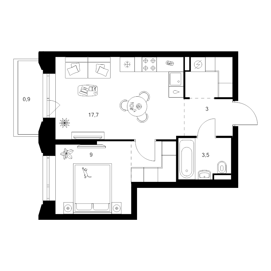 2 ккв (Евро) 40,3 м²