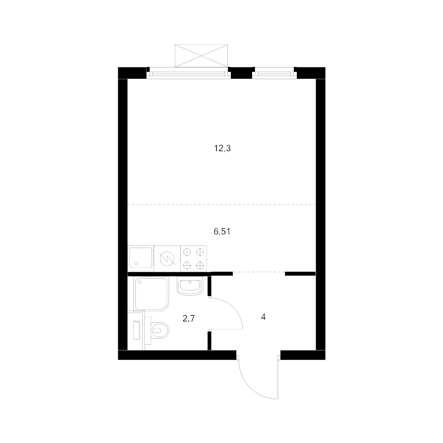 Студия 24,9 м²