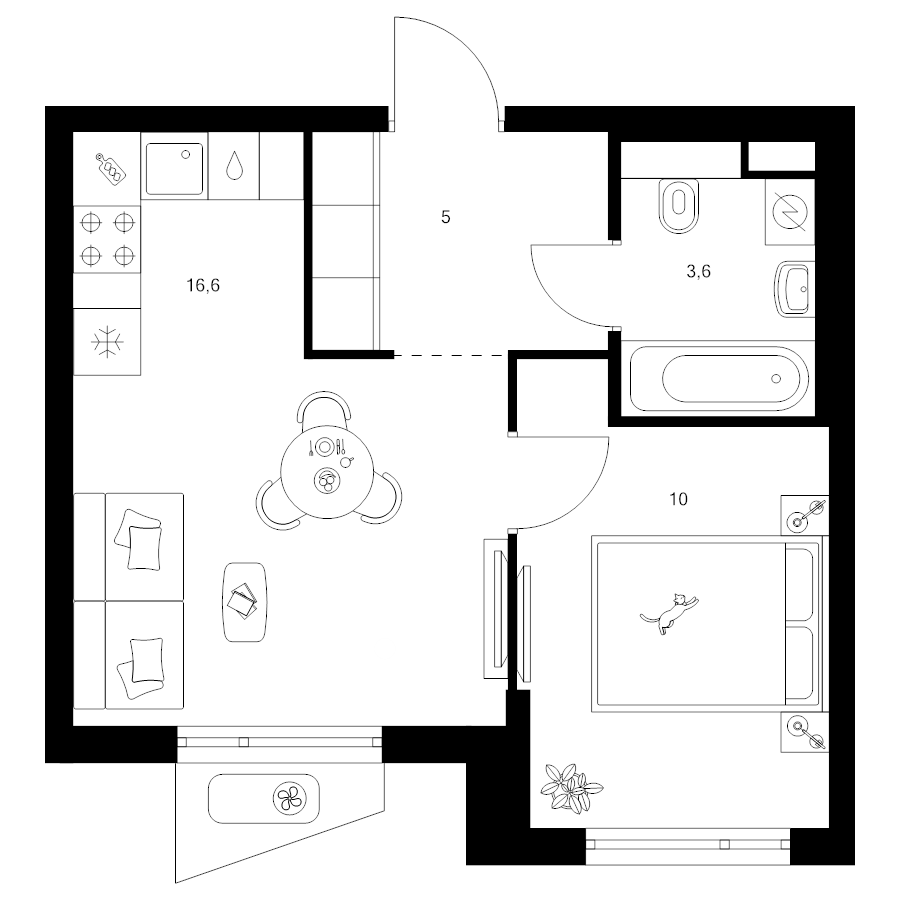 2 ккв (Евро) 35,2 м²