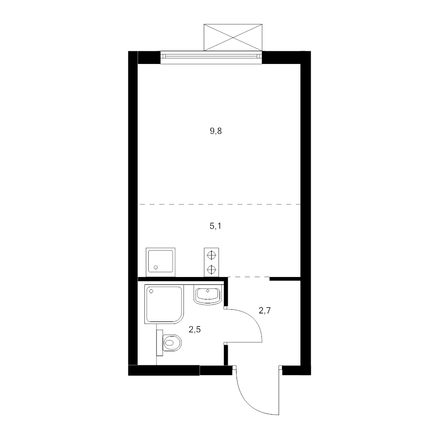 Студия 19,5 м²