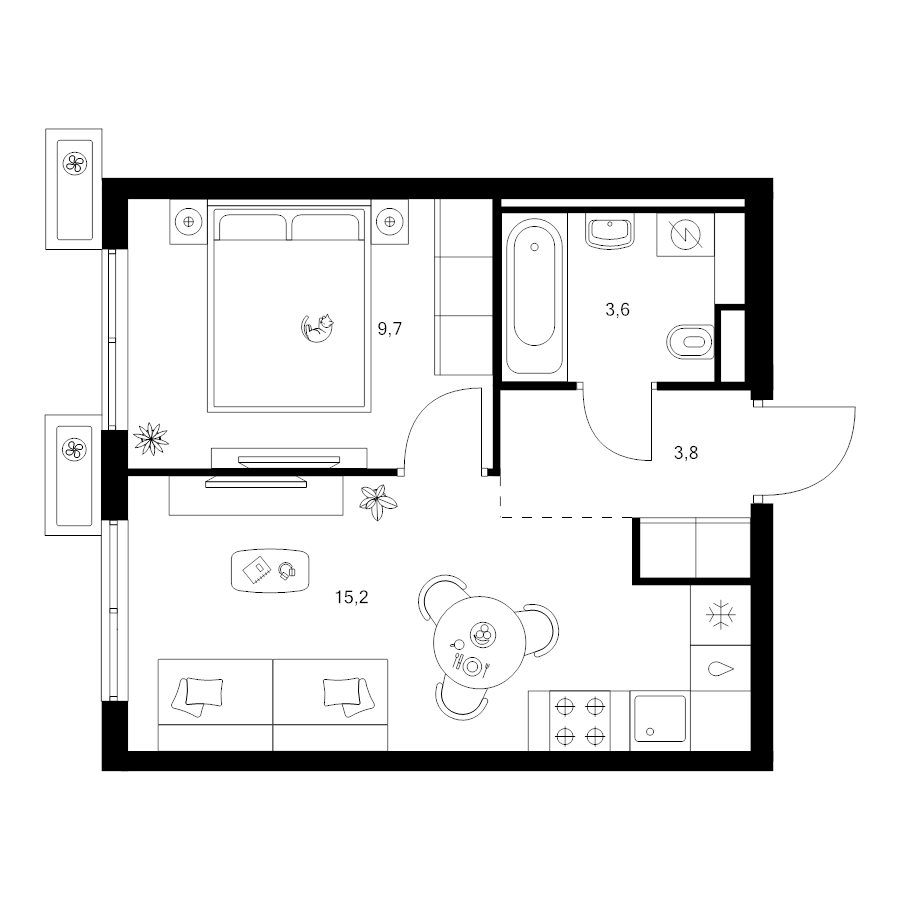 2 ккв (Евро) 32,3 м²