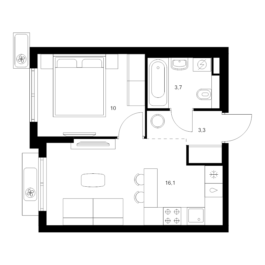 2 ккв (Евро) 33,1 м²