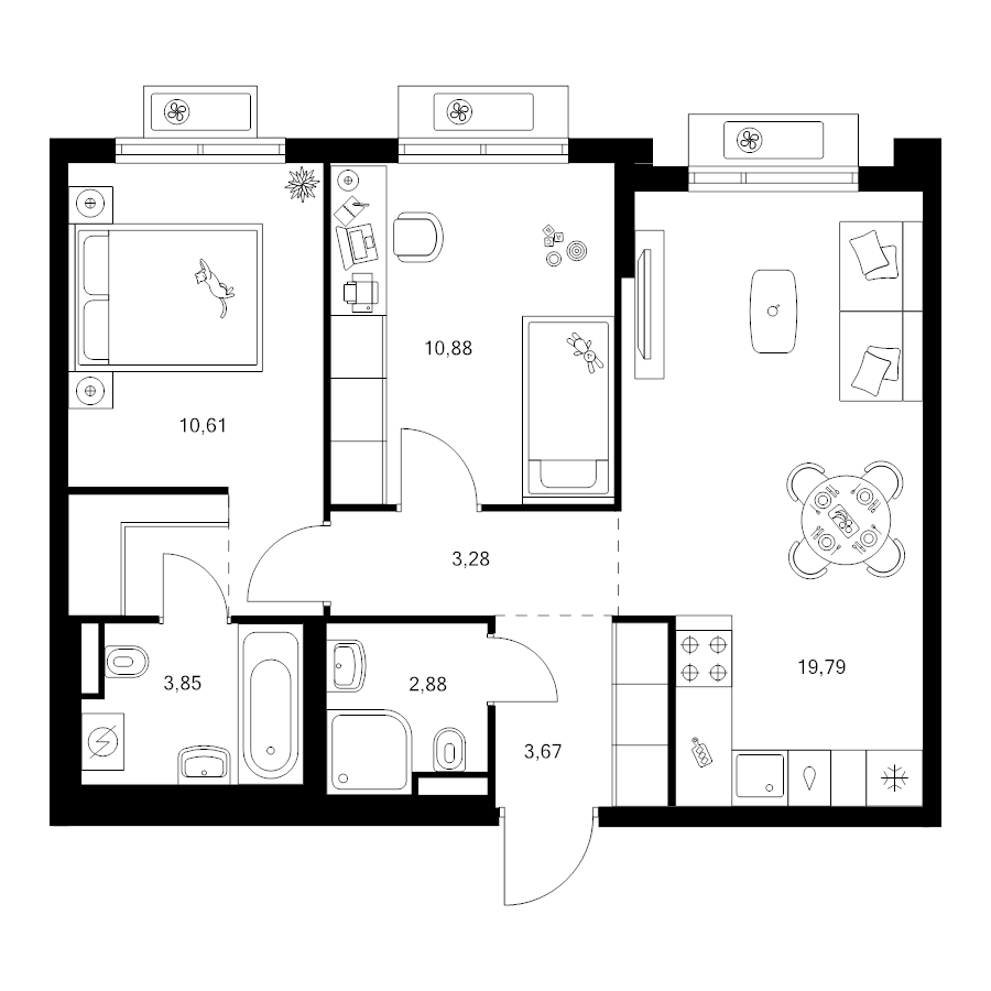 3 ккв (Евро) 57,1 м²