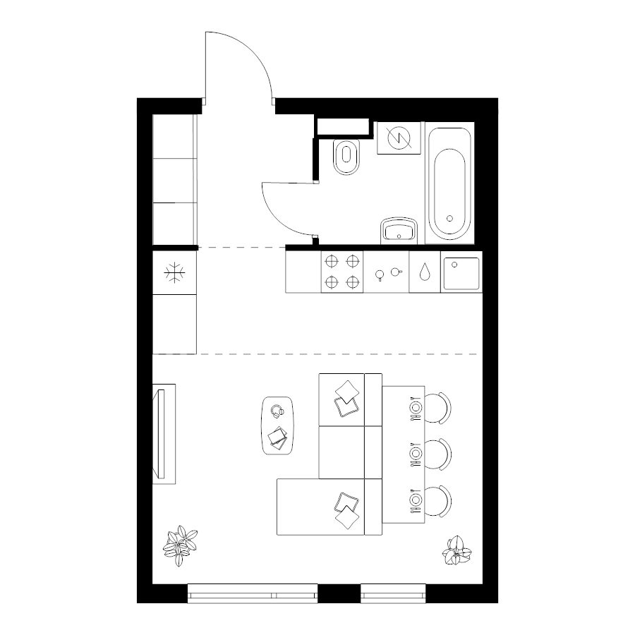 Студия 28,9 м²