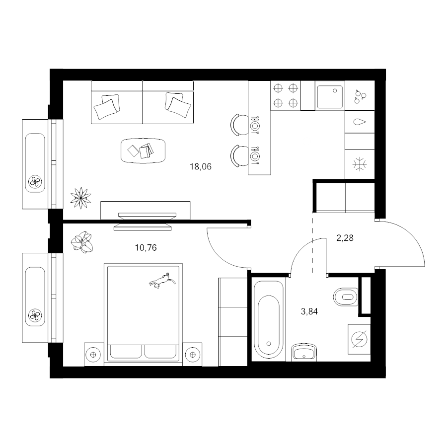 2 ккв (Евро) 34,9 м²