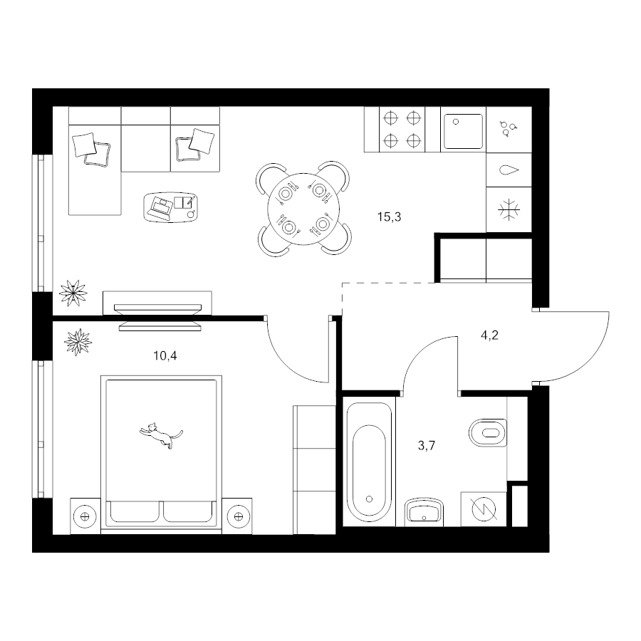2 ккв (Евро) 33,6 м²
