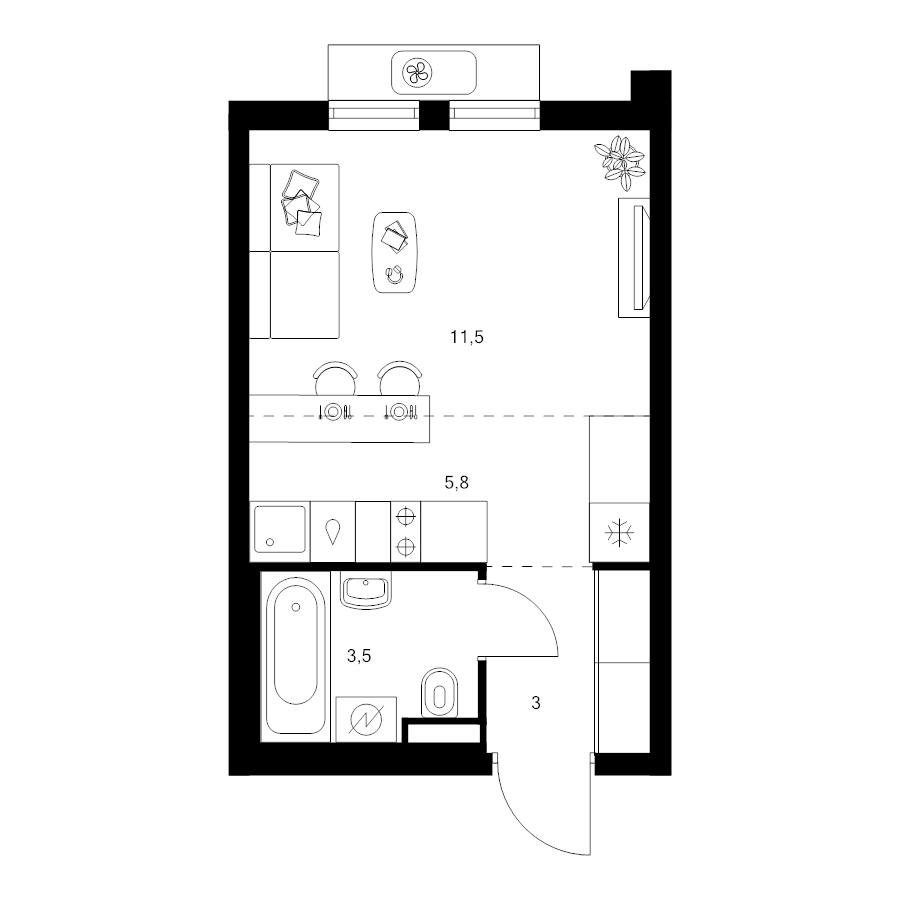 Студия 23,8 м²