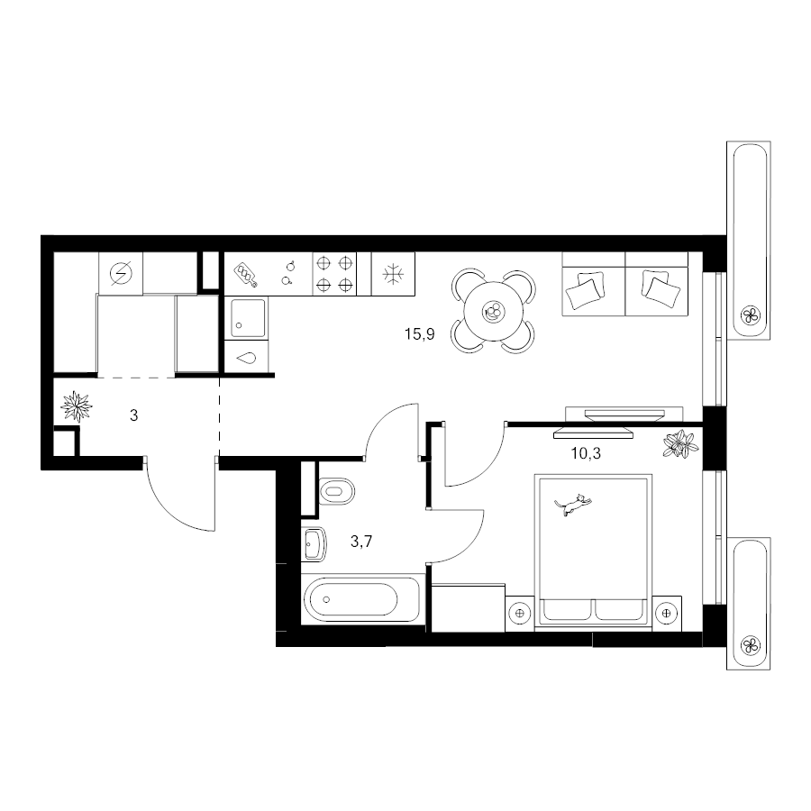 2 ккв (Евро) 36,5 м²