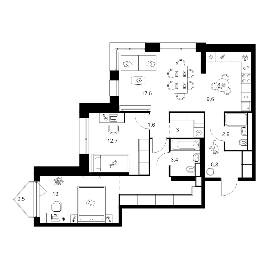 3 ккв (Евро) 81,2 м²