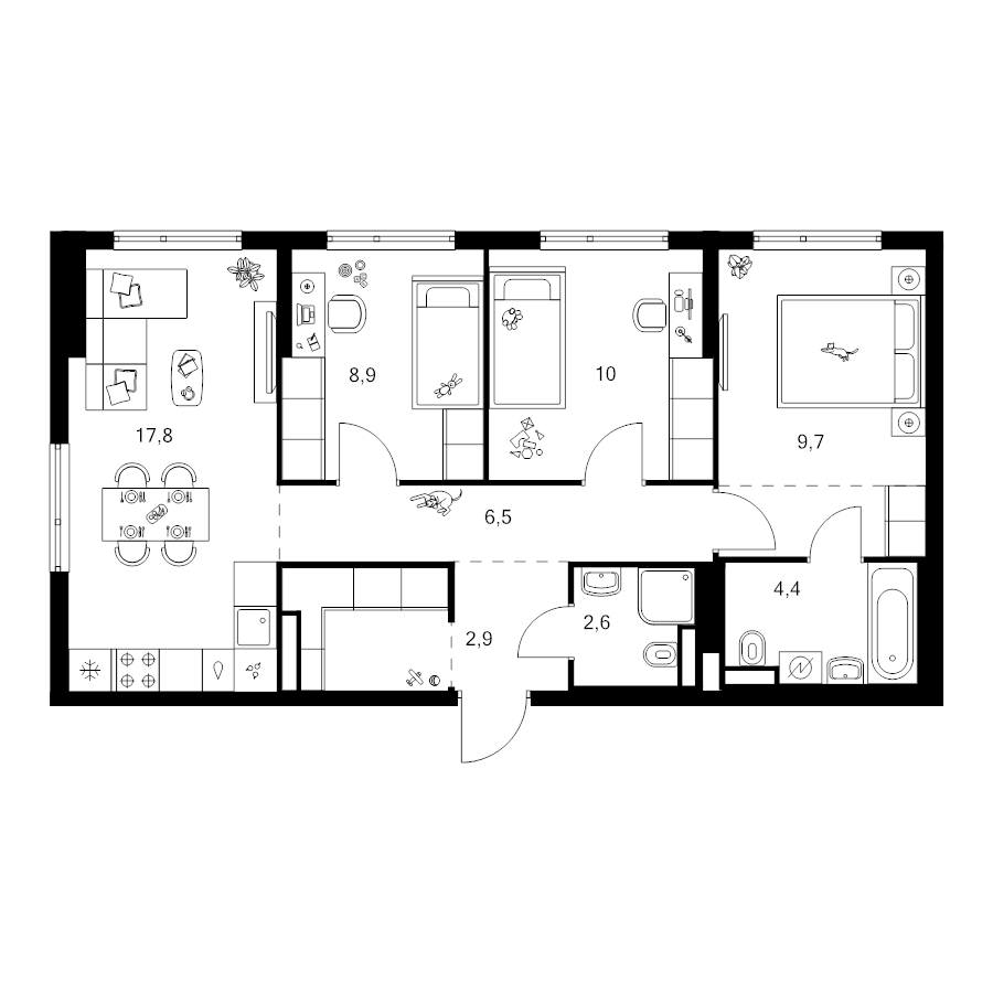 4 ккв (Евро) 69,5 м²