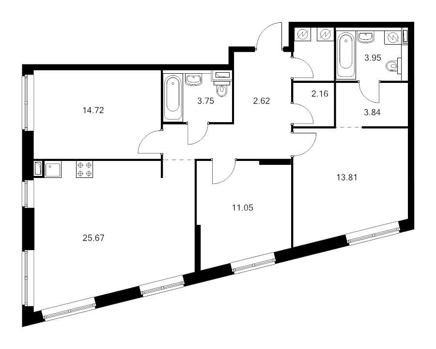 4 ккв (Евро) 90,3 м²