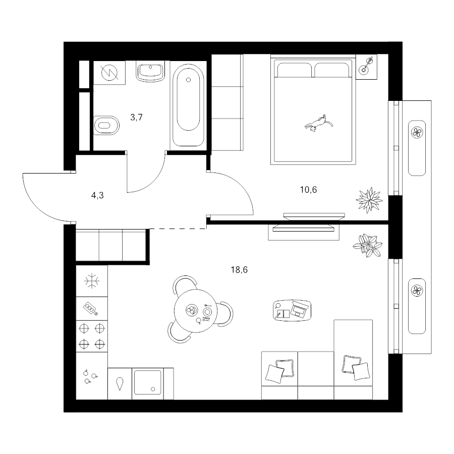 2 ккв (Евро) 37,2 м²