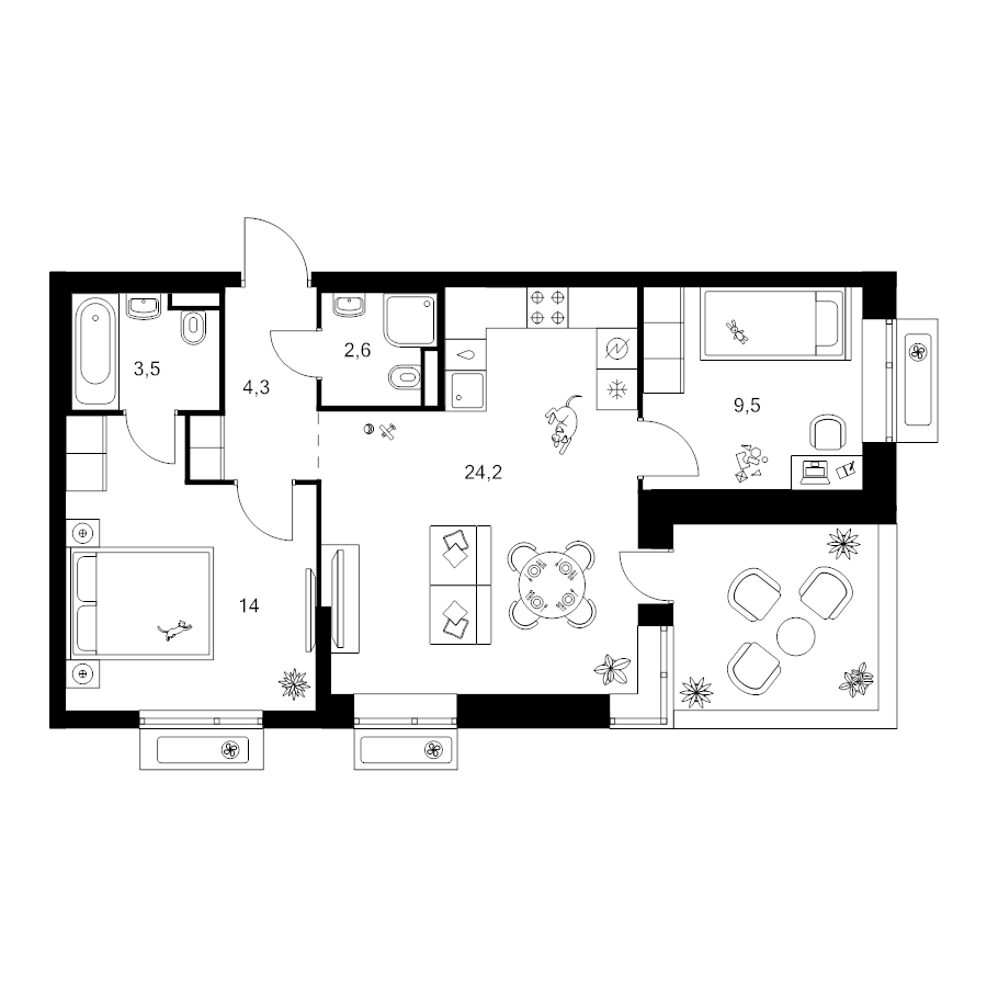 3 ккв (Евро) 61,3 м²