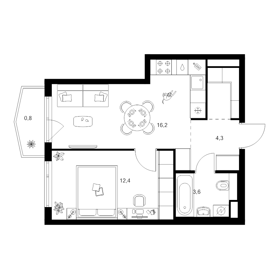 2 ккв (Евро) 39,8 м²