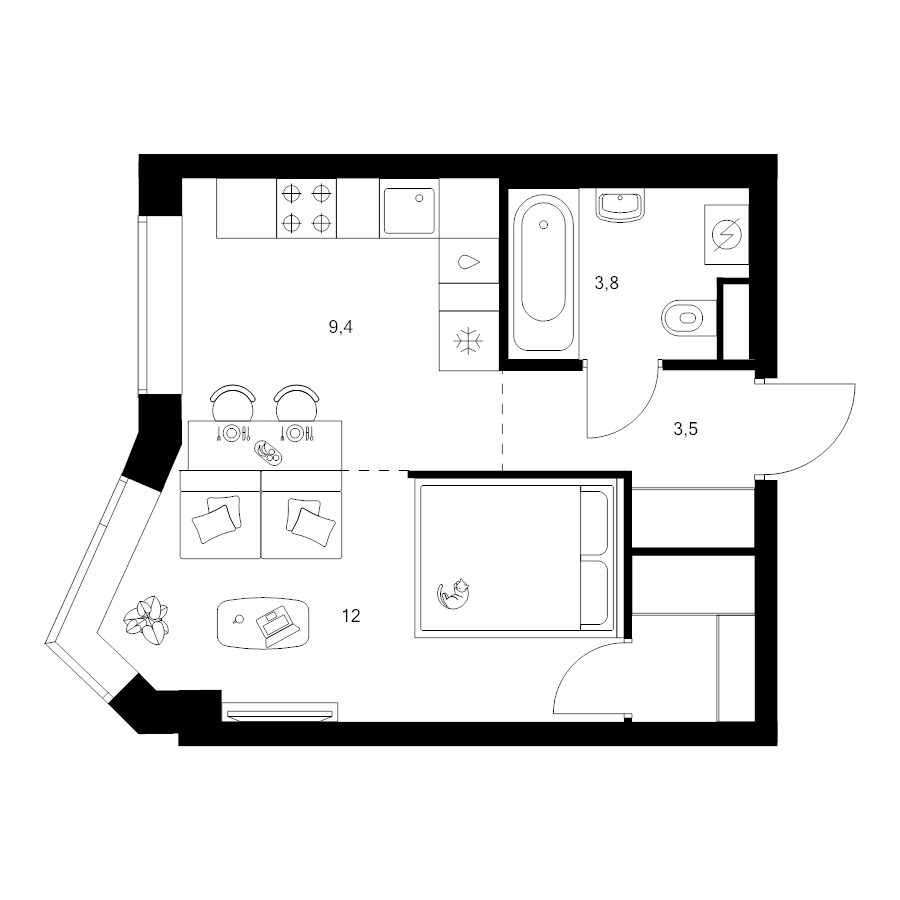 Студия 30,8 м²