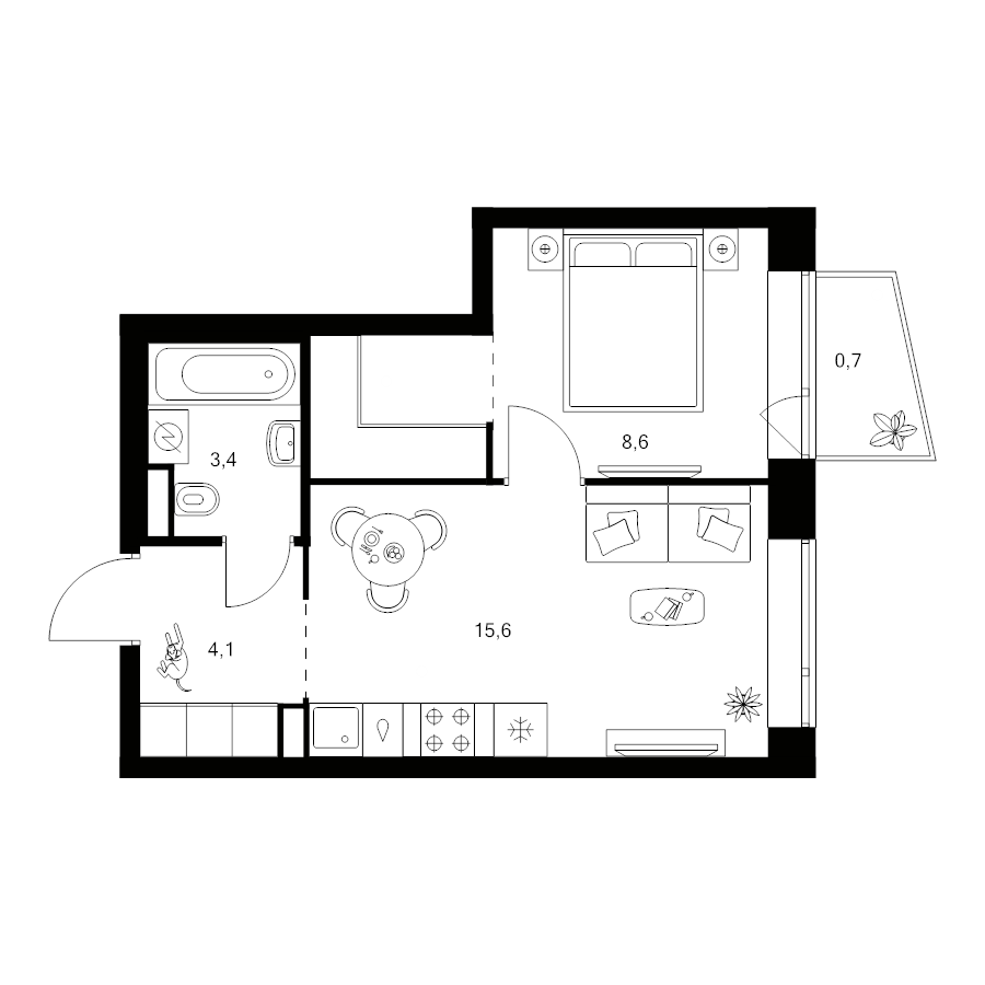 2 ккв (Евро) 35,6 м²