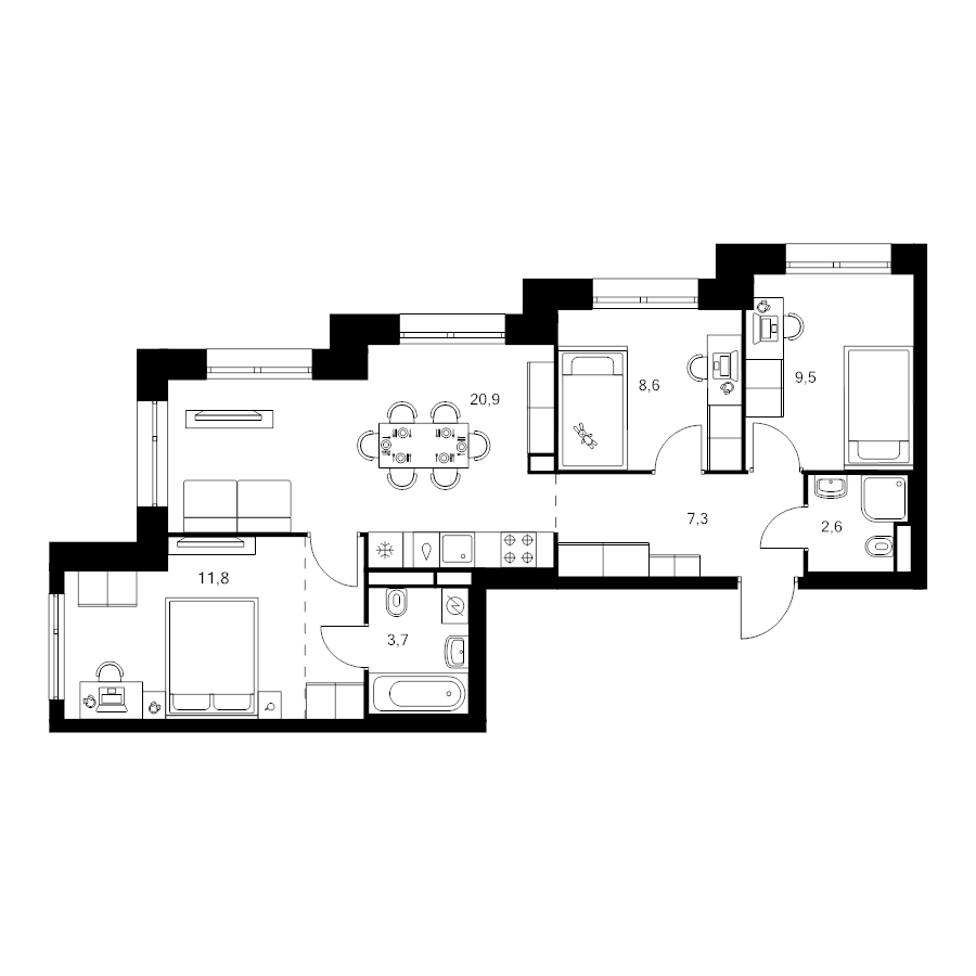 4 ккв (Евро) 67,5 м²