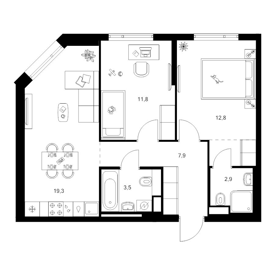 3 ккв (Евро) 60,2 м²