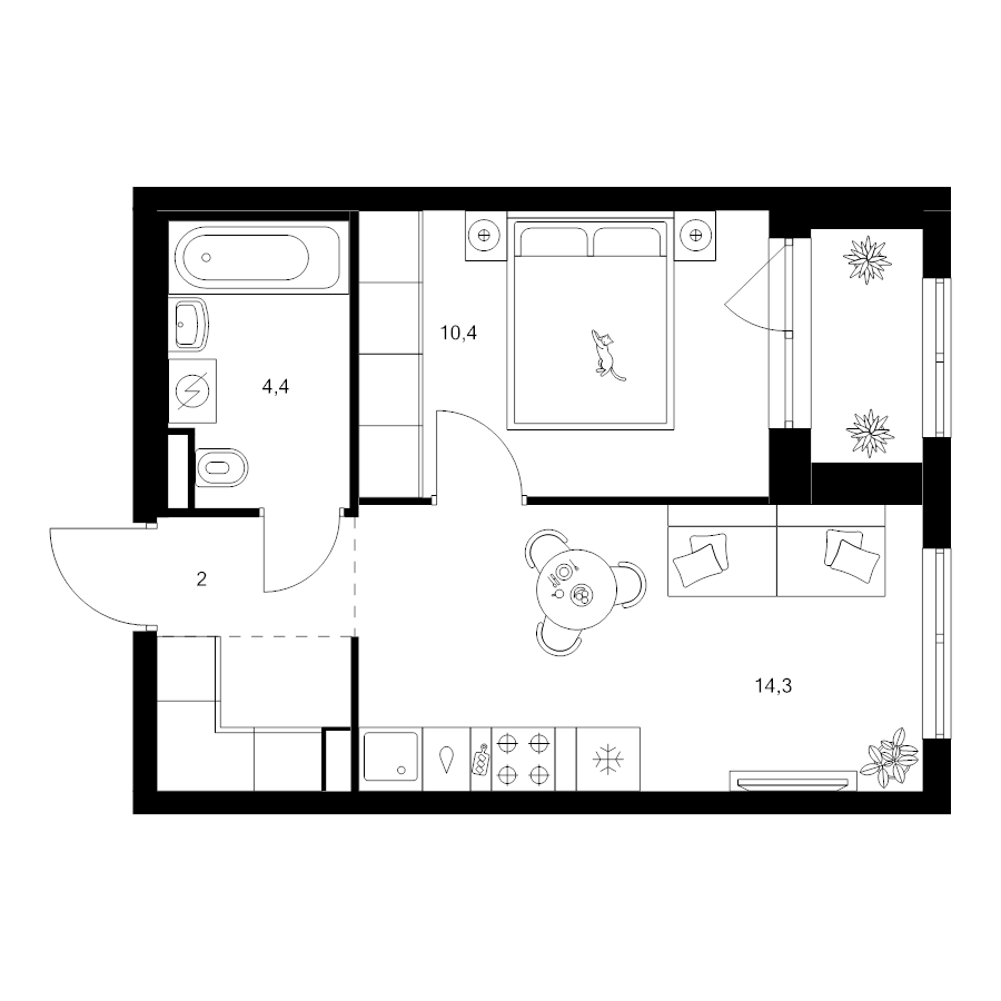 1 ккв 34,8 м²