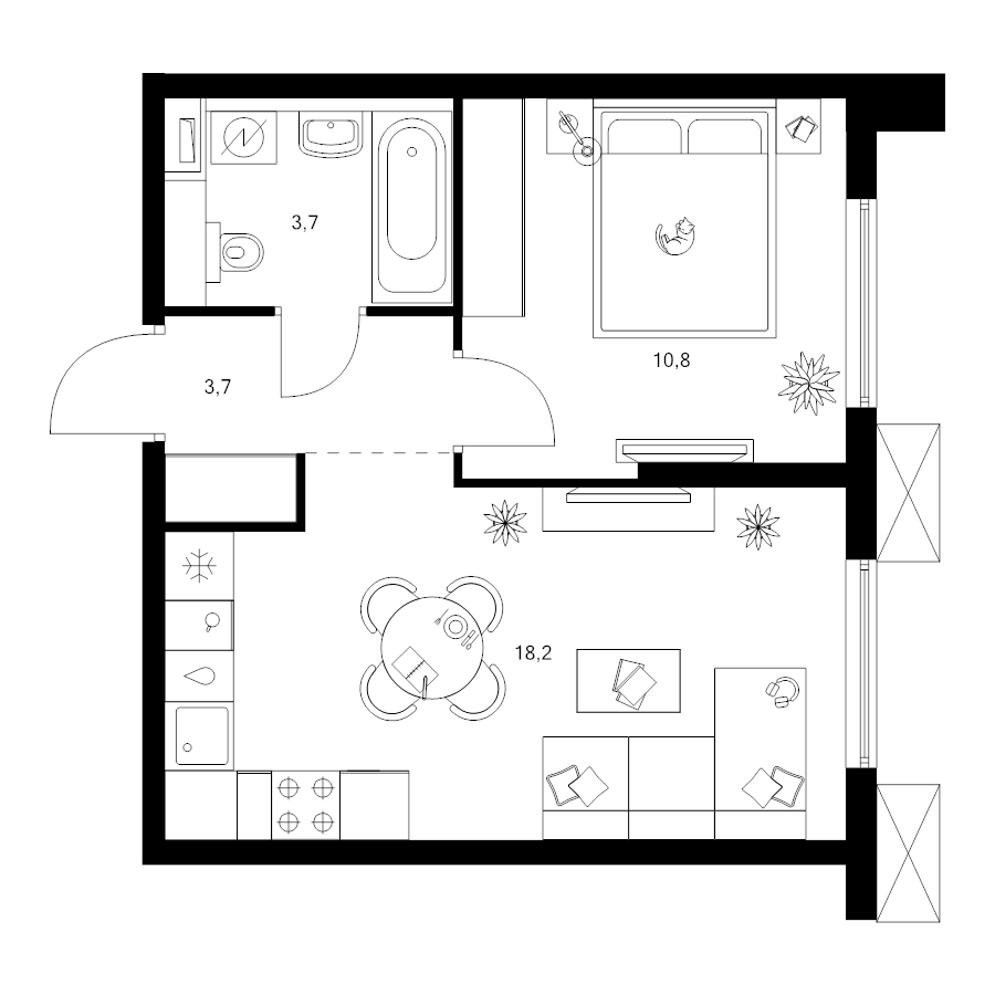 2 ккв (Евро) 36,4 м²