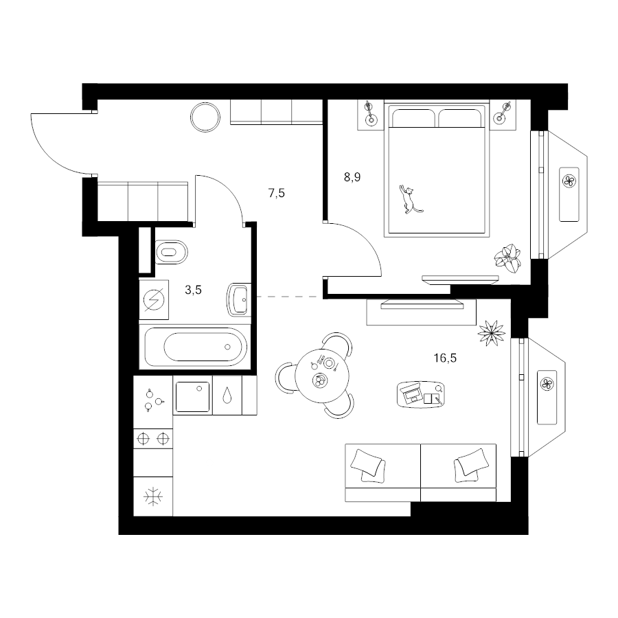 2 ккв (Евро) 36,4 м²