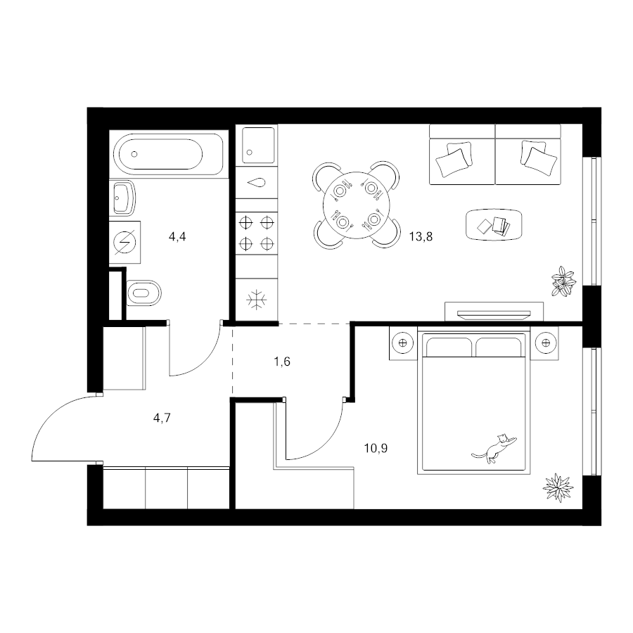 1 ккв 35,4 м²