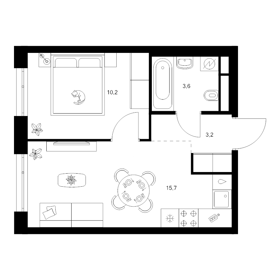2 ккв (Евро) 32,7 м²