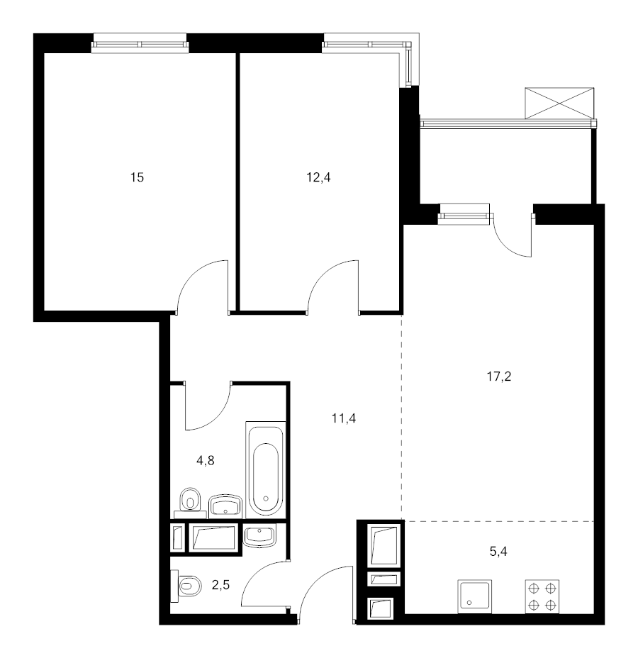 3 ккв (Евро) 70,8 м²