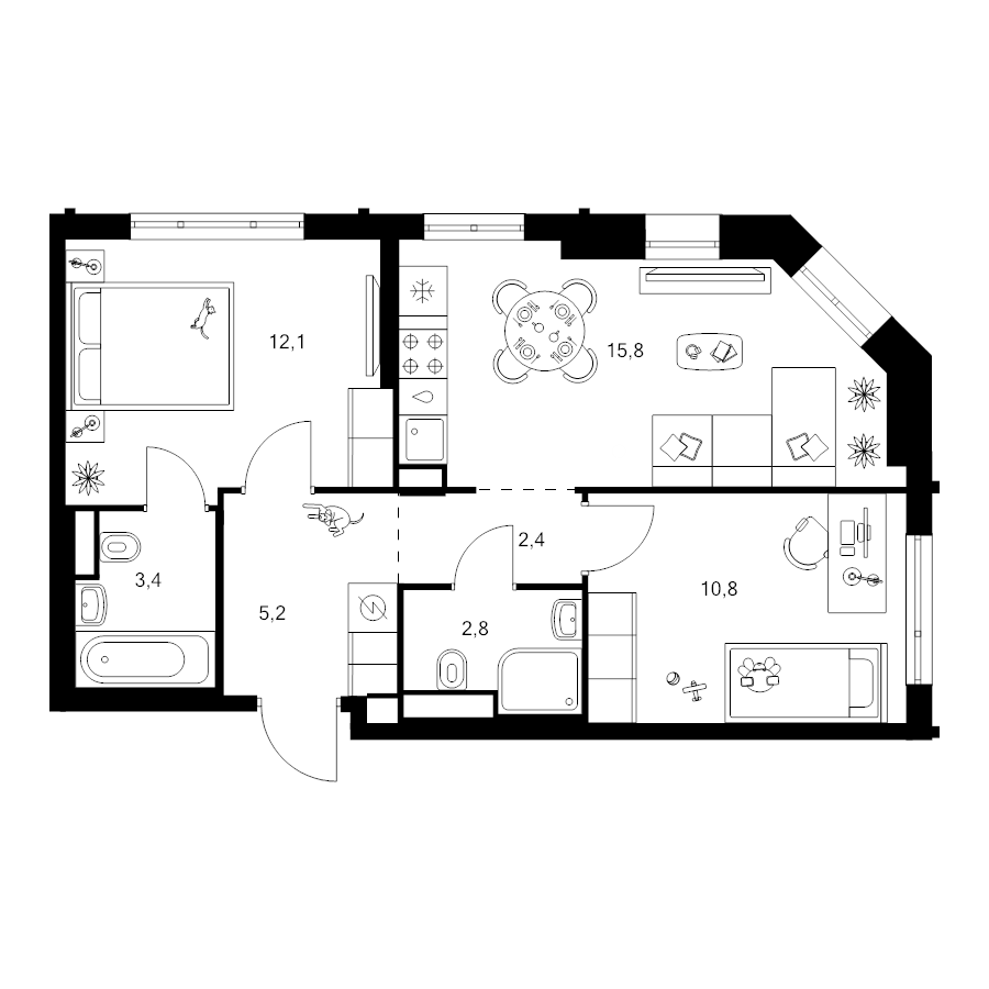 3 ккв (Евро) 52,5 м²