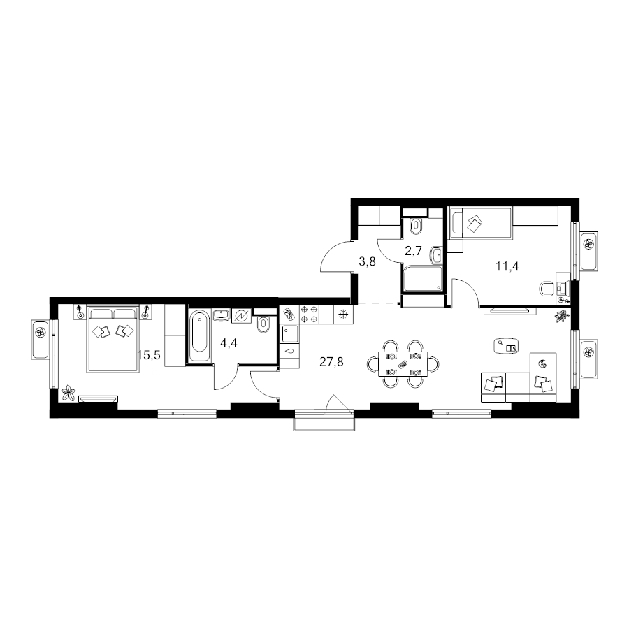 3 ккв (Евро) 65,6 м²