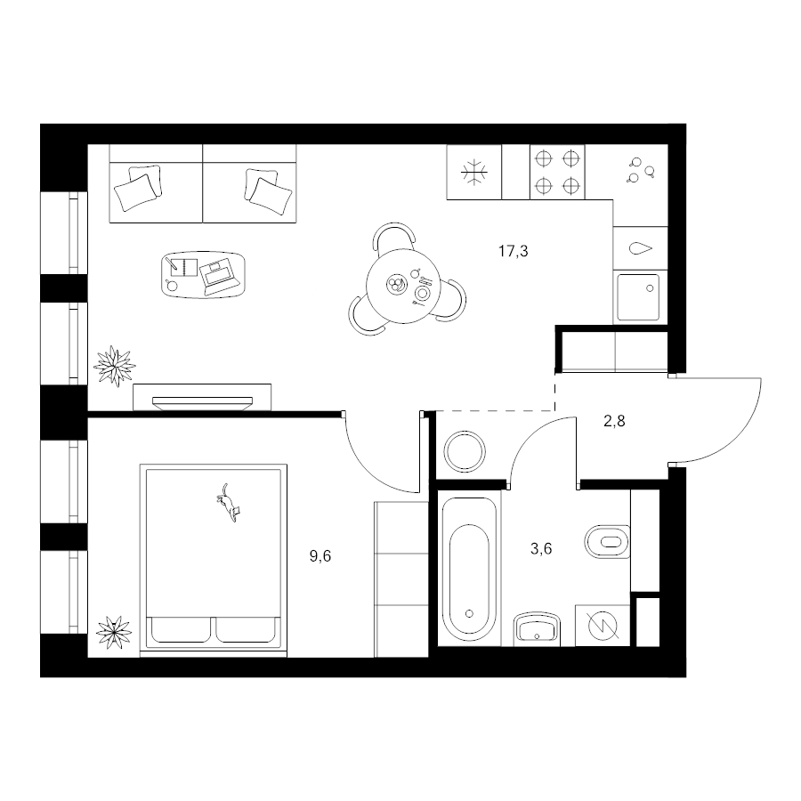 2 ккв (Евро) 33,3 м²