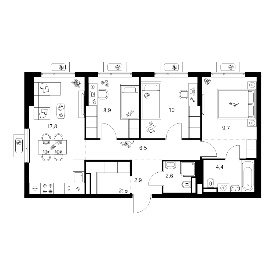 4 ккв (Евро) 69,5 м²